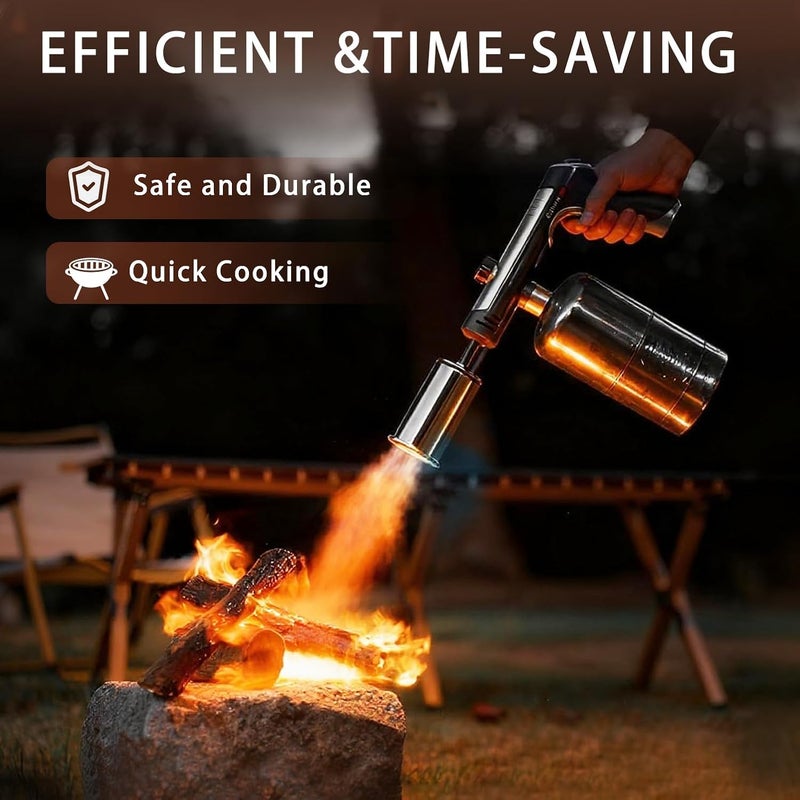 ARTFLAMM Powerful Propane Torch with One-Touch Max Fire, Kitchen Cooking Torch with Safety Lock, Adjustable Flamethrower Blow Torch for Grill, Sous Vide, BBQ, Campfire (Tank Not Included) - Image 2